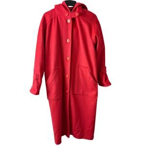 Portrait Vintage Union Made Pink 100% Wool Hooded Long Coat Medium
